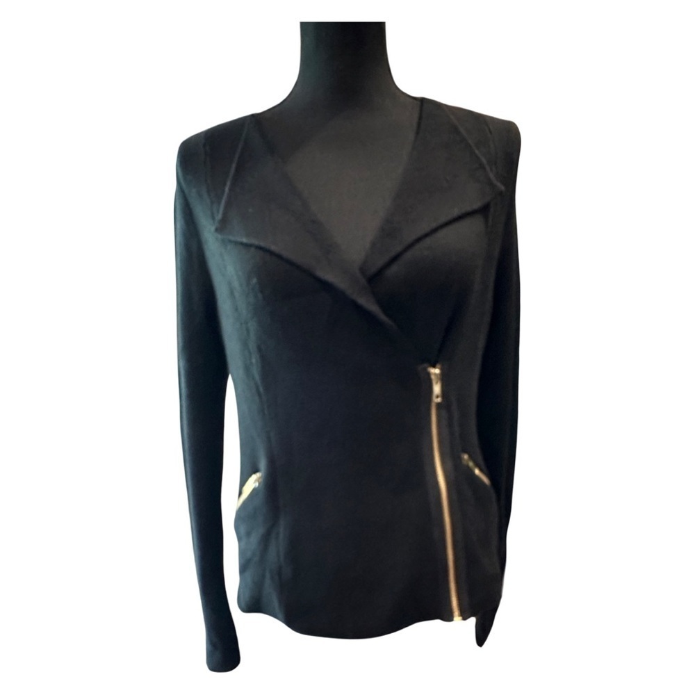 Chico’s  Women's Sweater with gold zippers, size Chico's 0(XS) black.